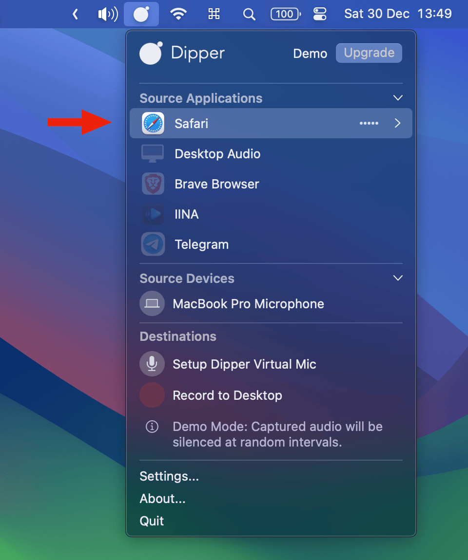 Dipper — приложение для аудиозахвата (macOS)